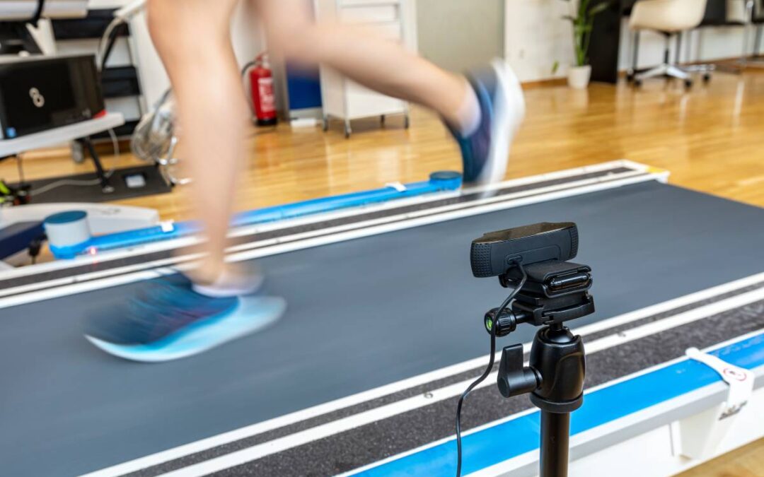 Die Lauftechnik einer Läuferin wird aufgenommen